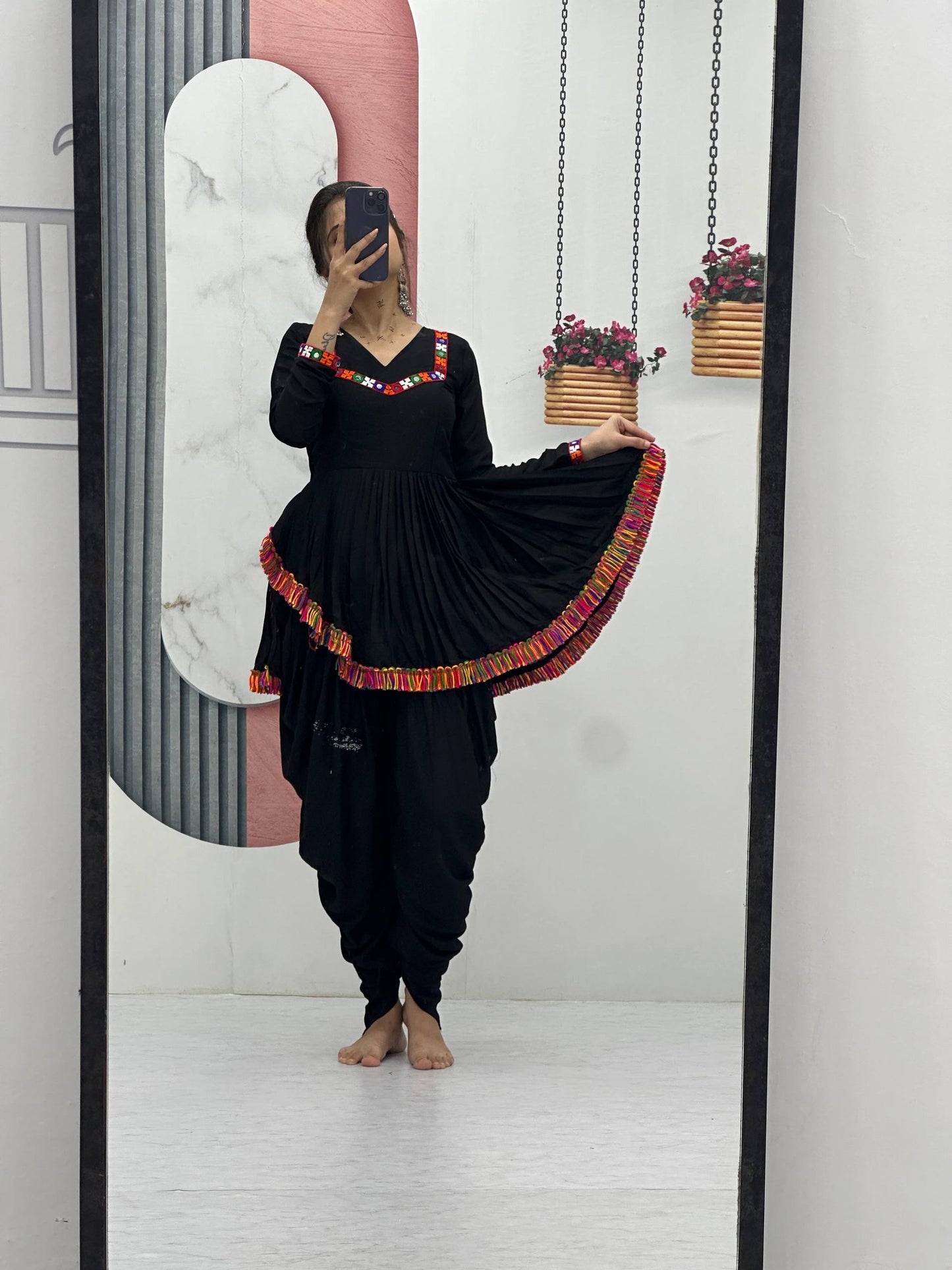 Traditional Black Kediyu with Colorful Accents