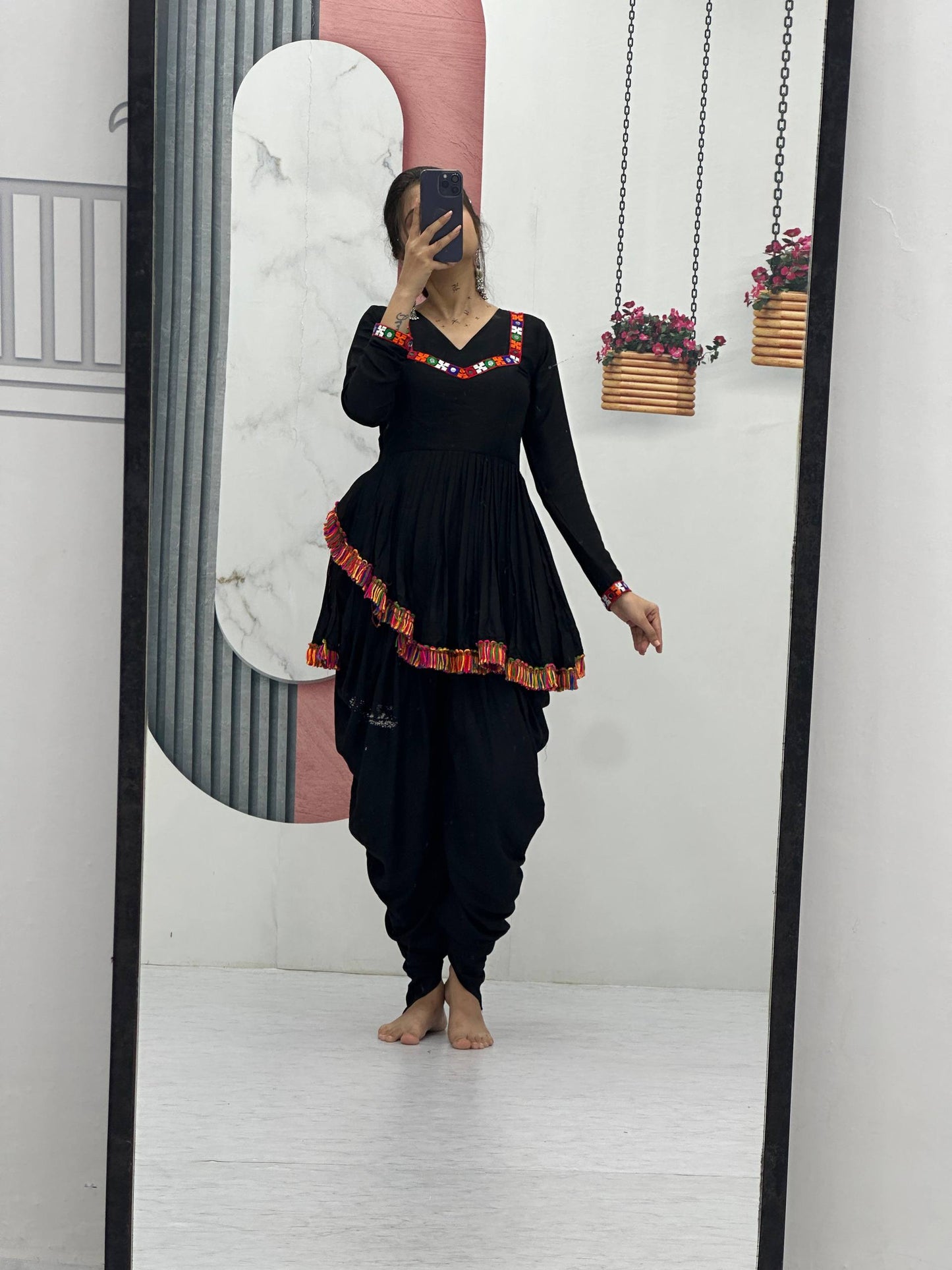 Traditional Black Kediyu with Colorful Accents