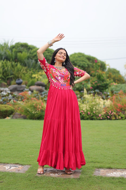 Multicolour Thread Work Navratri Beautiful Gown