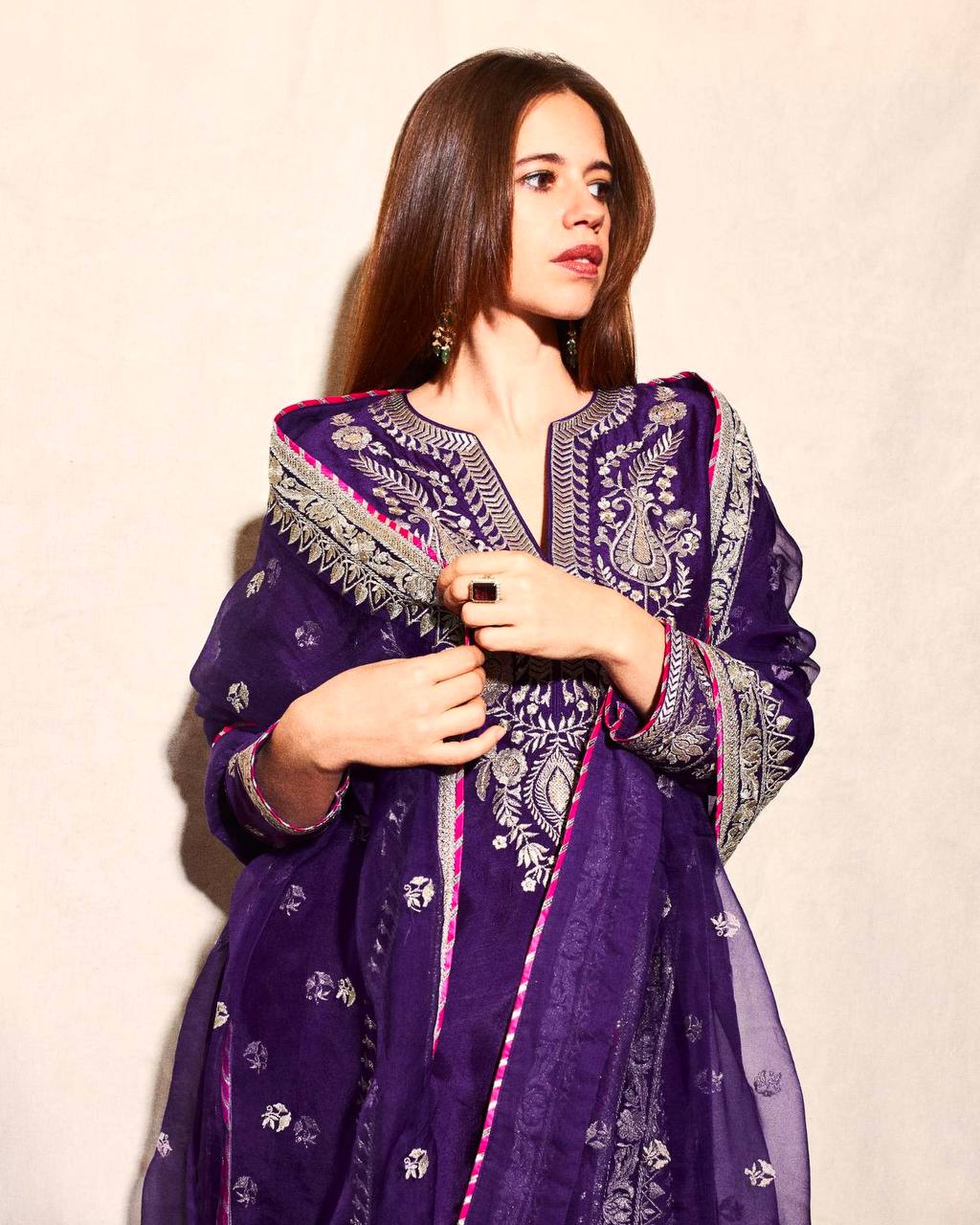 Amaya Deep Purple Embroidered Palazzo Set