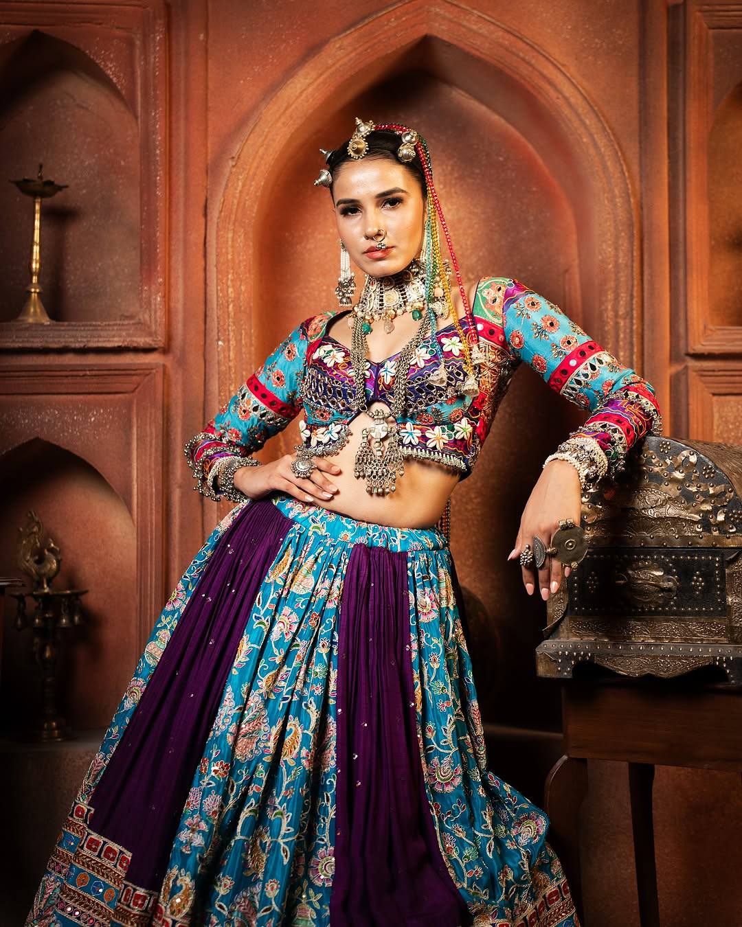 Royal Heritage Mirror Work Chaniya Choli Set