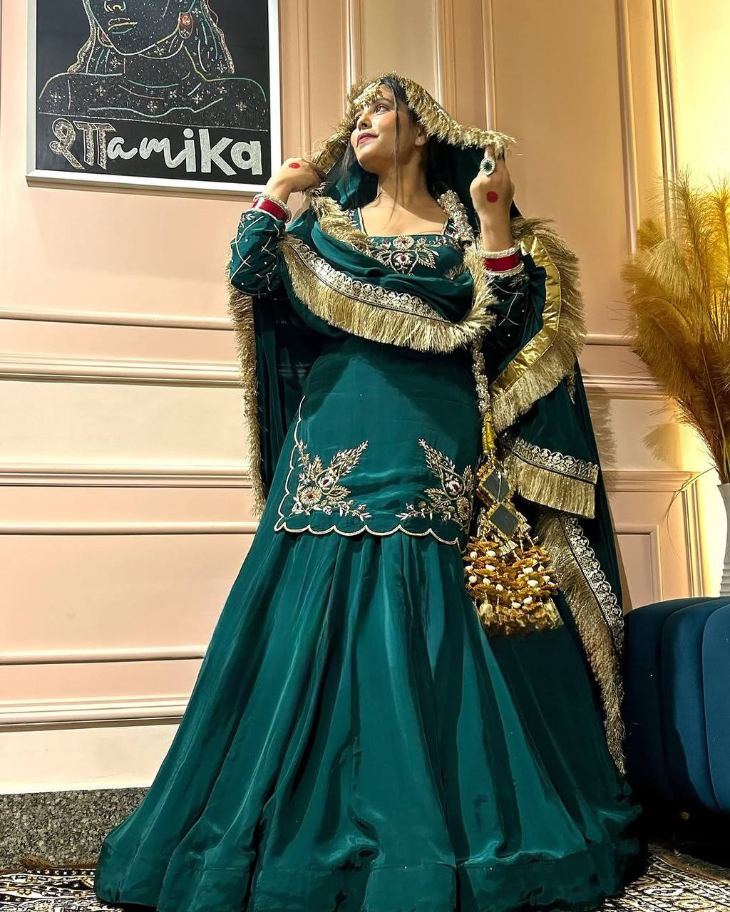 Zarisha Natural Crep Silk Top Lehenga