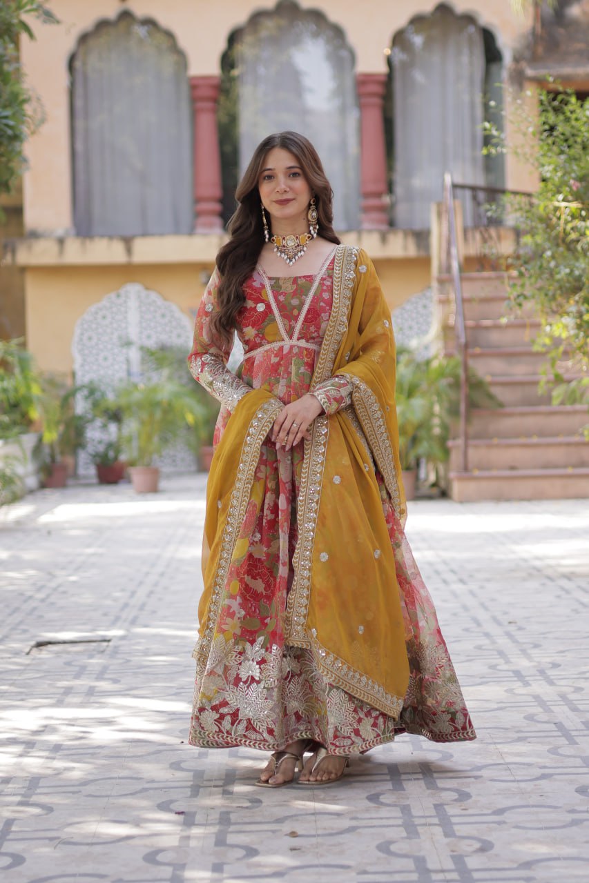 Shiwangi Digital Printed Russian silk Gown