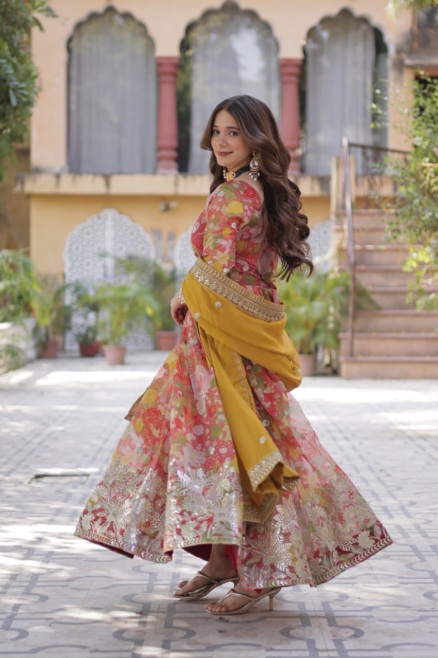 Shiwangi Digital Printed Russian silk Gown