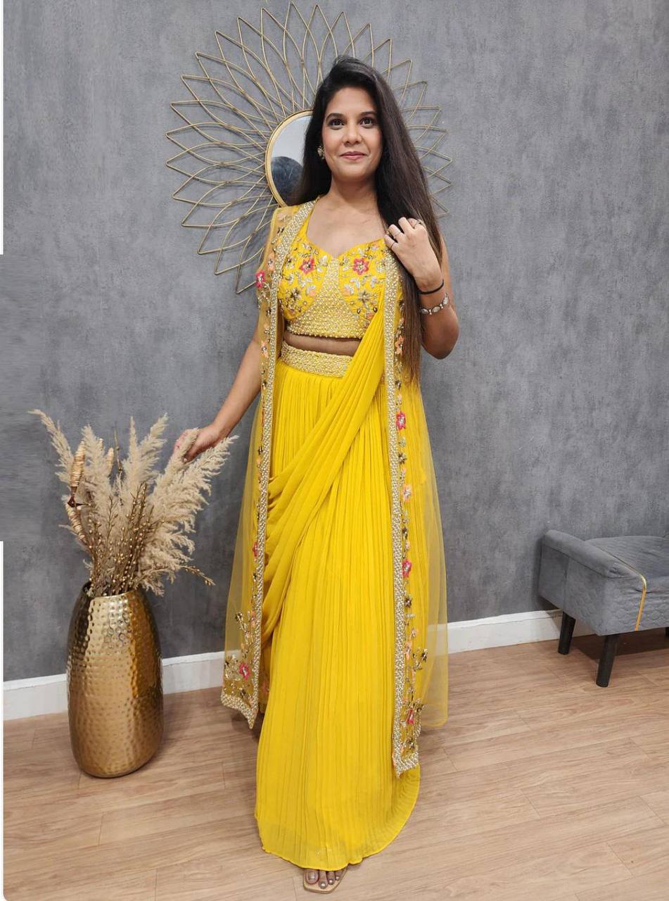 Dusty Western Crush Georgette Stylish Saree