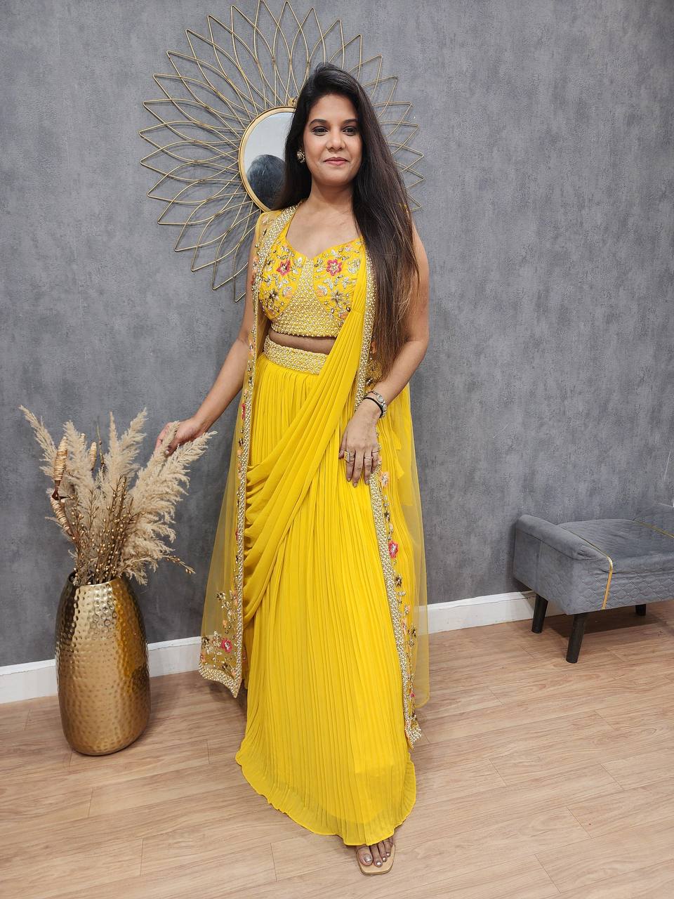Dusty Western Crush Georgette Stylish Saree