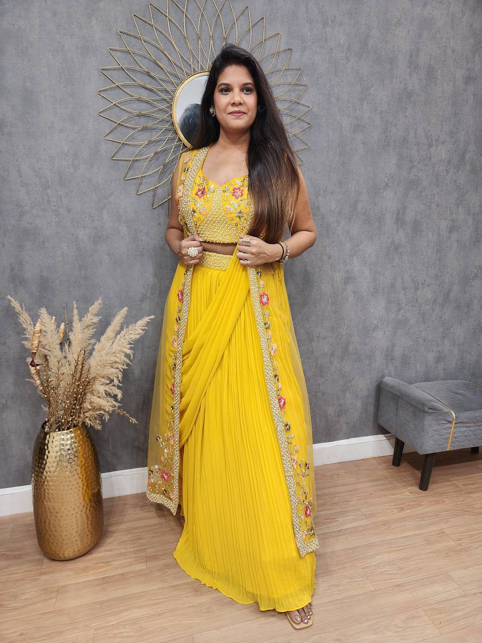 Dusty Western Crush Georgette Stylish Saree