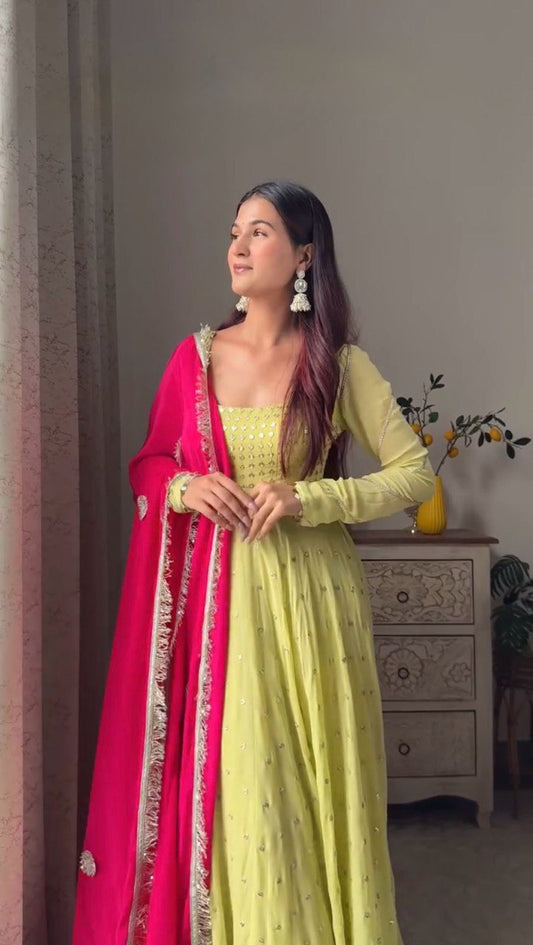 Lime Leheriya A Desi Style Anarkali