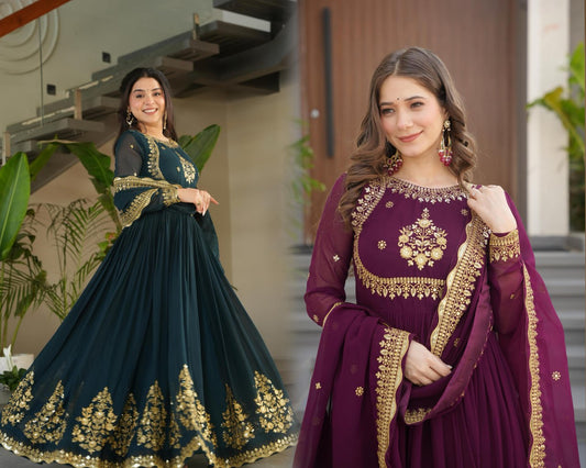 Vrinda Floral  Faux Blooming Georgette Anarkali