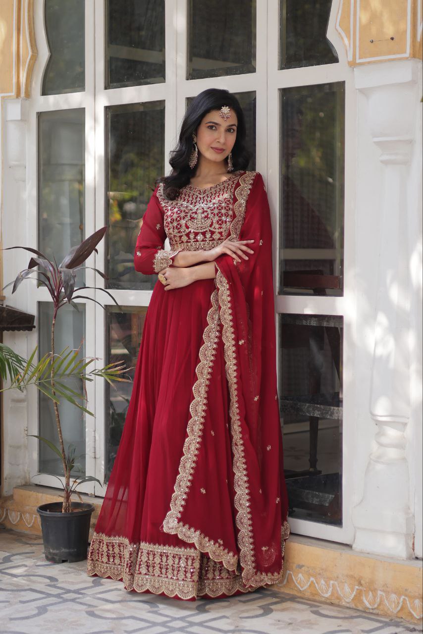 The Golden Maroon Threaded Elegance