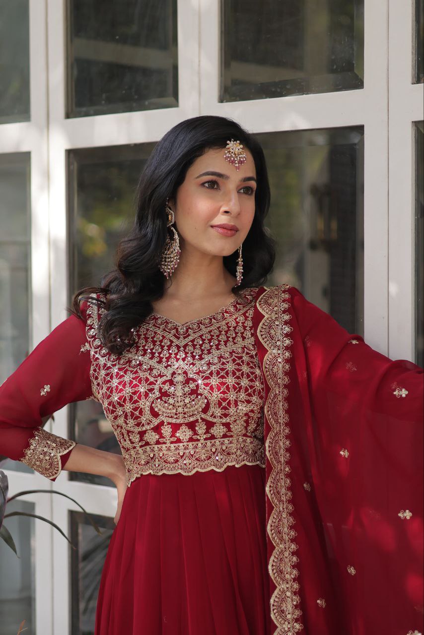 The Golden Maroon Threaded Elegance
