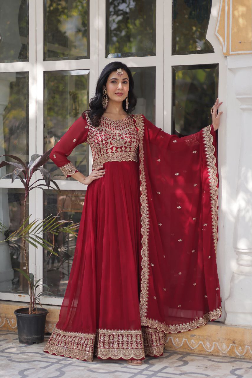 The Golden Maroon Threaded Elegance