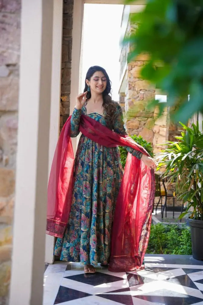 KESHVI MALTI COLOR ANARKALI SUIT SET