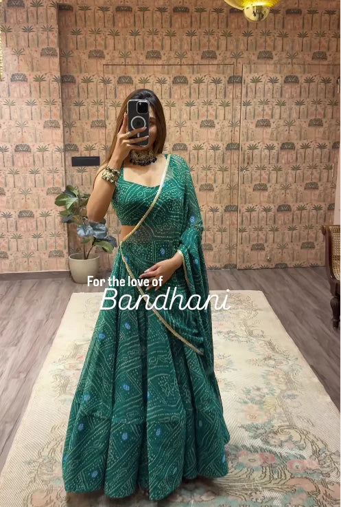 Traditional Bandhani Lehenga Choli Set