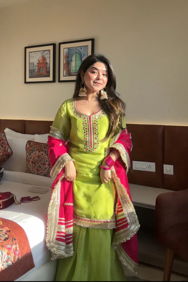 Khwahish Faux Blooming luxur Considered Sharara Suit Set