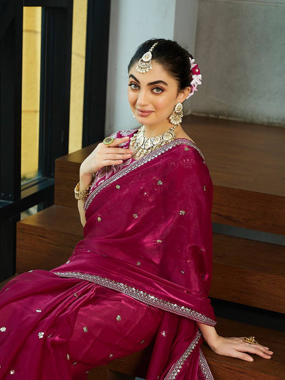 Designer Jimmy Choo Embroidery Silk Saree