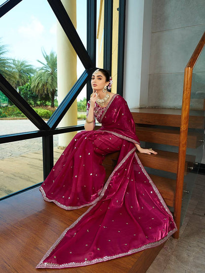 Designer Jimmy Choo Embroidery Silk Saree