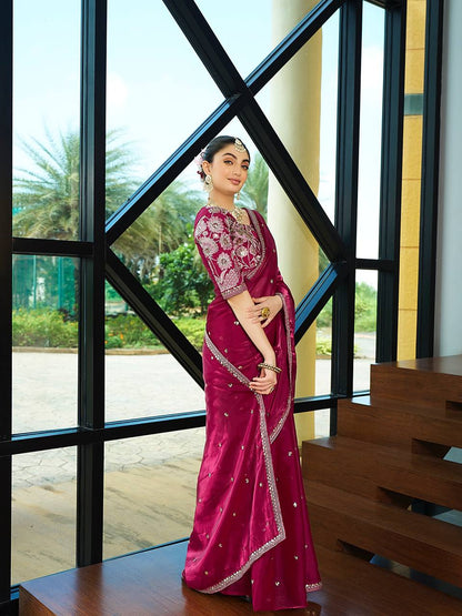 Designer Jimmy Choo Embroidery Silk Saree