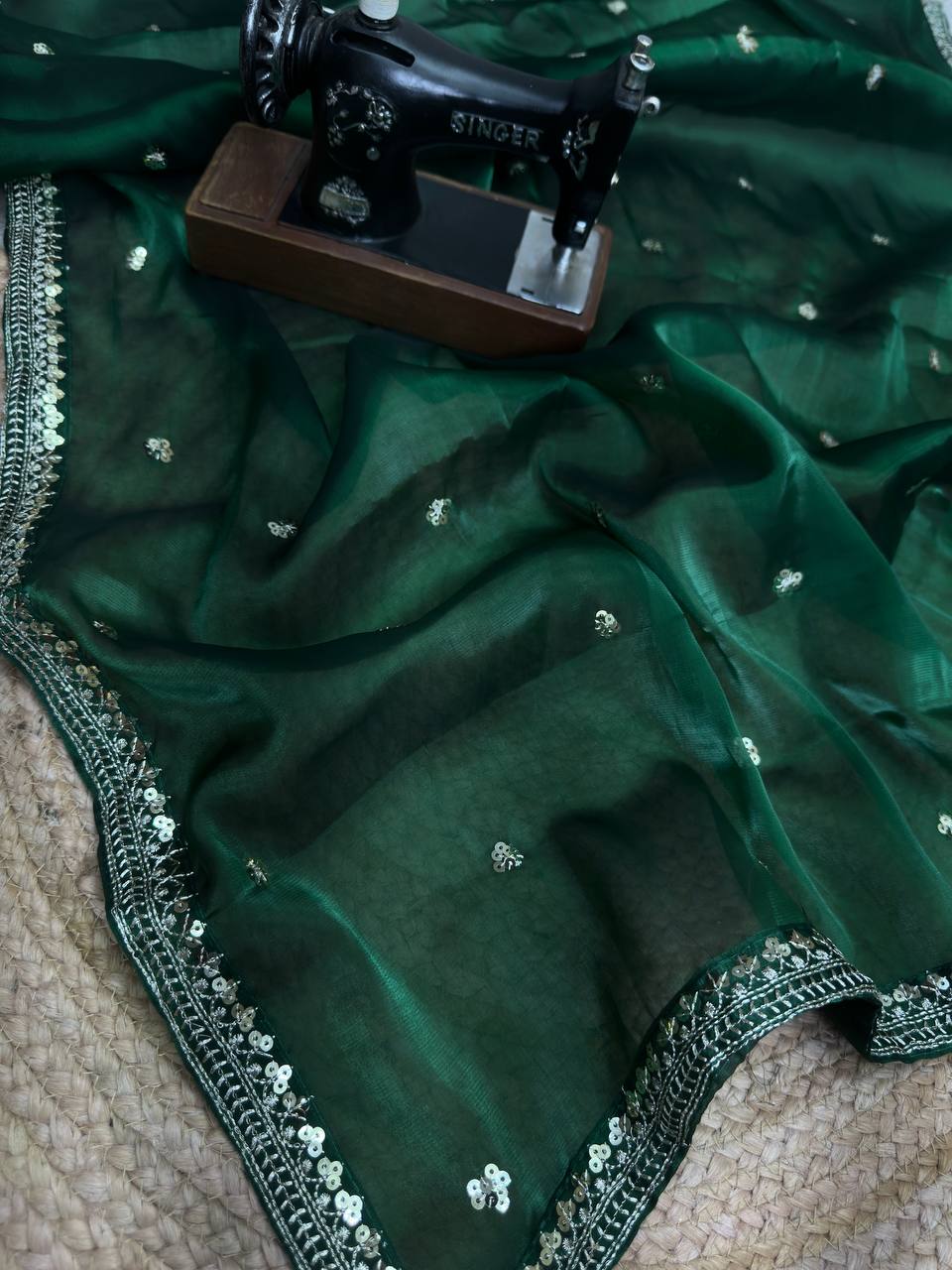 Designer Jimmy Choo Embroidery Silk Saree