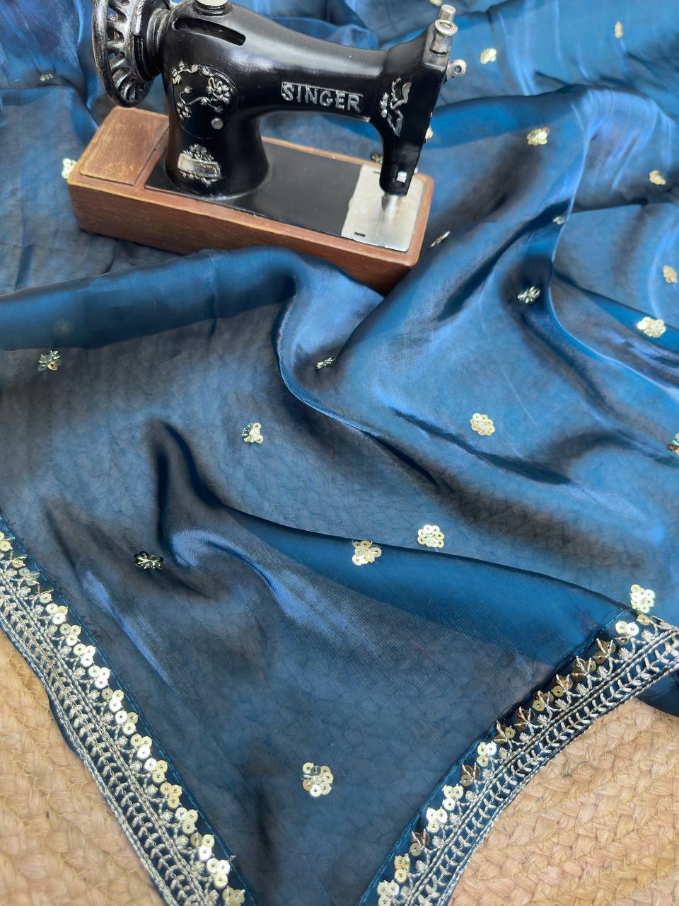 Designer Jimmy Choo Embroidery Silk Saree
