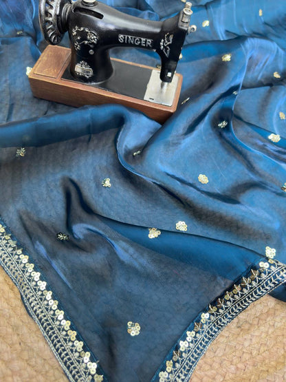 Designer Jimmy Choo Embroidery Silk Saree