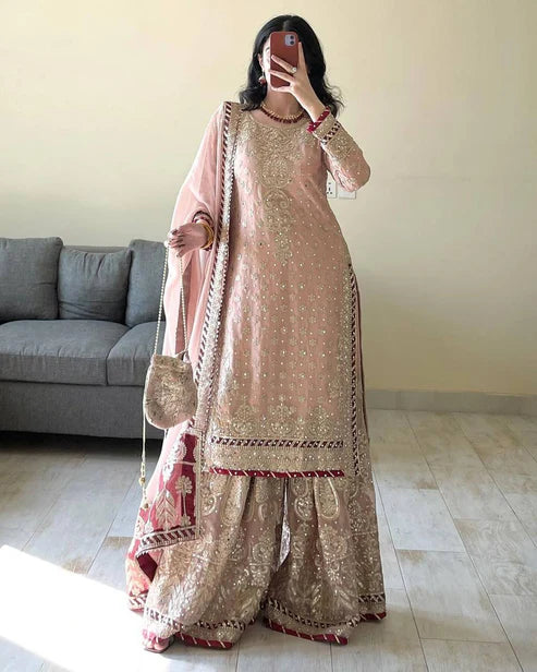 Timeless Grace Couture Foux Gorgette Sharara Suit Set