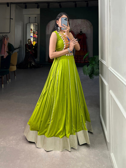 Majestic Charm Twirl Ready Navratri Mirror Work Lehenga