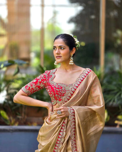 Golden Aura Elegance Stunning Champion Gold Designer Saree