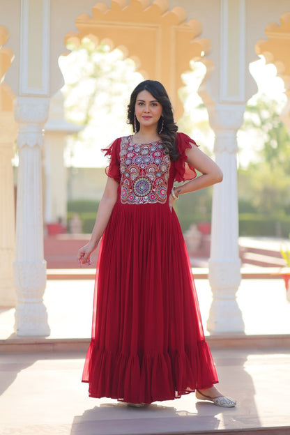 Rangnaari Reflections: Beads and Sequins Multithreaded Embroidered Work Gowns