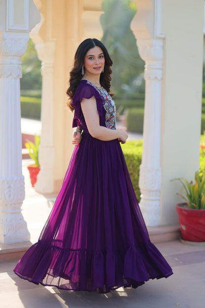 Rangnaari Reflections: Beads and Sequins Multithreaded Embroidered Work Gowns