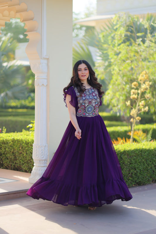 Rangnaari Reflections: Beads and Sequins Multithreaded Embroidered Work Gowns