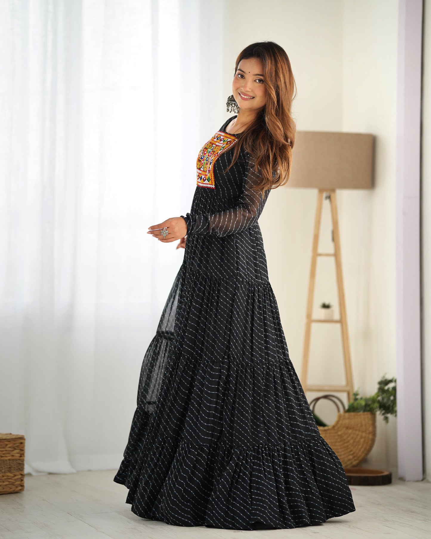 Black Pure Soft Fox Georgette Anarkali Gown With Huge Flair