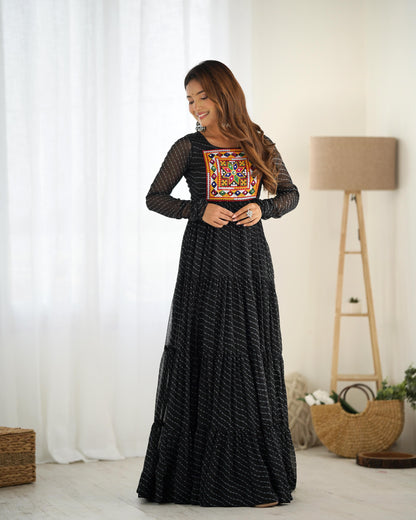 Black Pure Soft Fox Georgette Anarkali Gown With Huge Flair