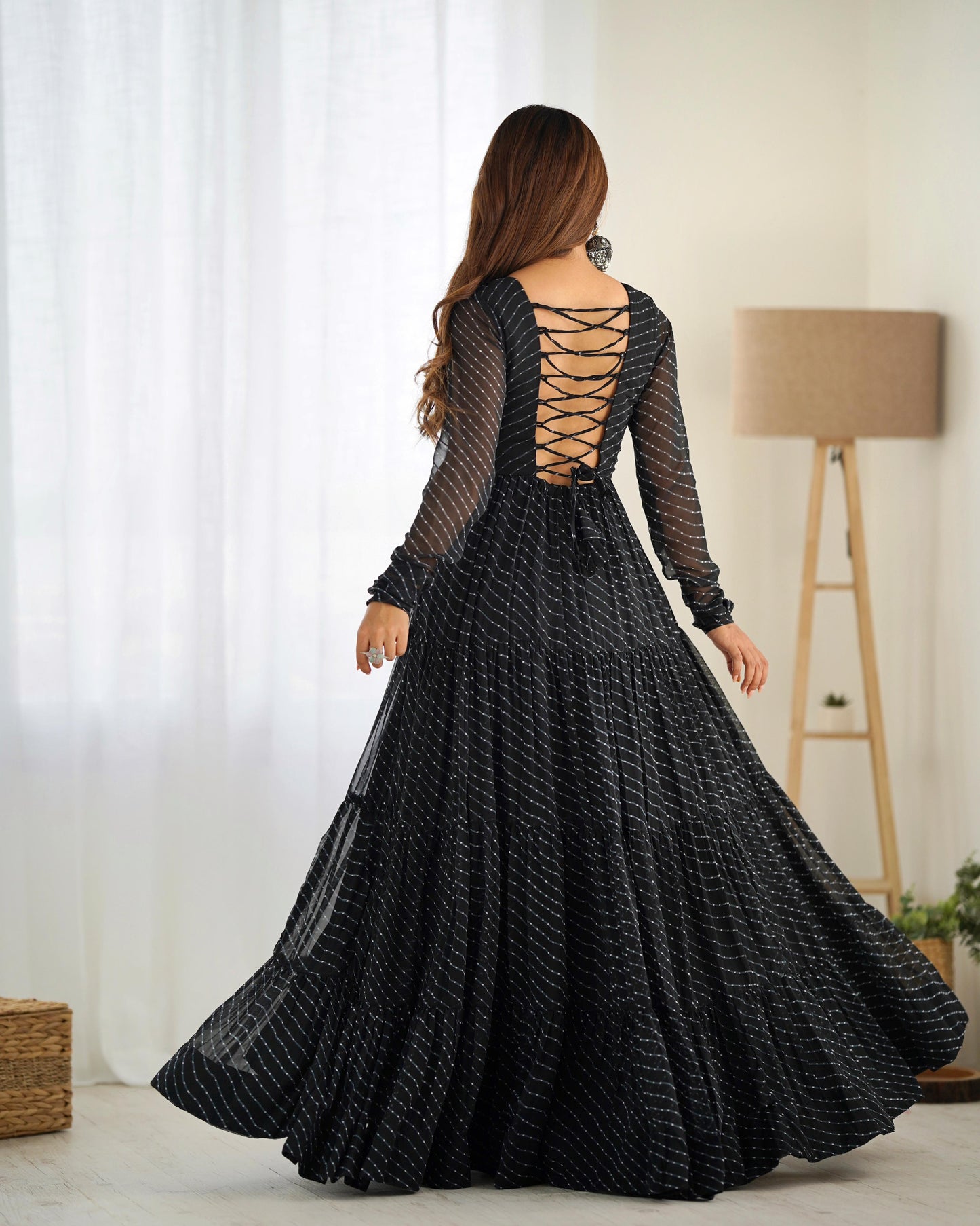 Black Pure Soft Fox Georgette Anarkali Gown With Huge Flair