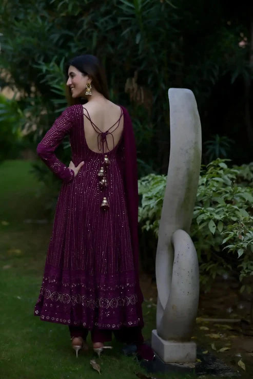 NAYRA PURPLE EMBROIDERED SUIT SET