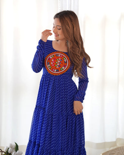 Royal Blue Pure Soft Fox Georgette Anarkali Gown With Huge Flair