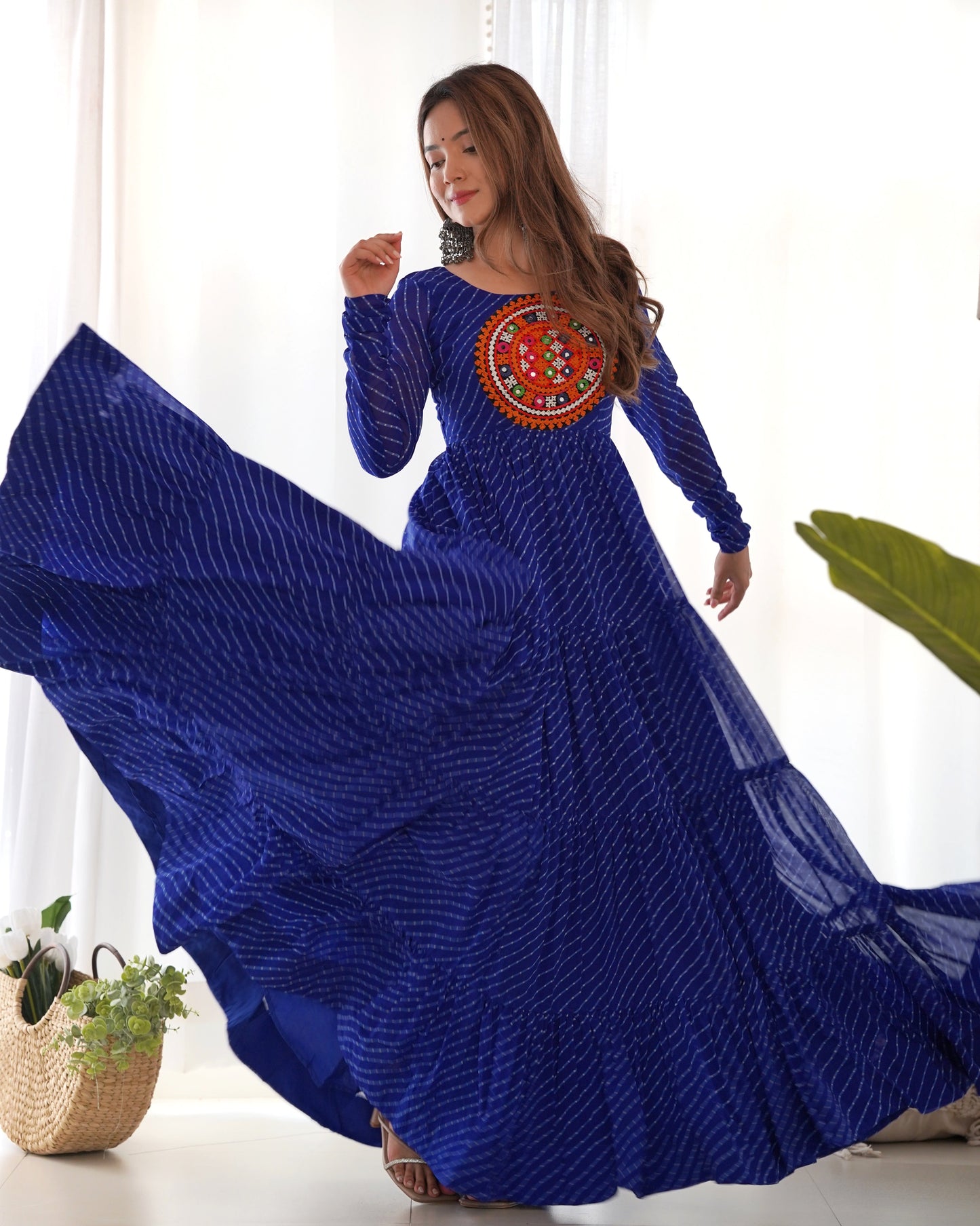 Royal Blue Pure Soft Fox Georgette Anarkali Gown With Huge Flair