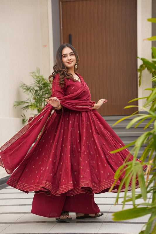 Luxe Cotton Maroon Suit Set