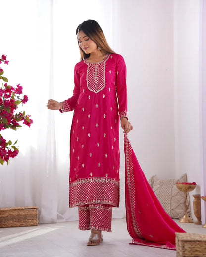 Himanshi Beautiful Pure Chinon Silk Fabric Kurta Set
