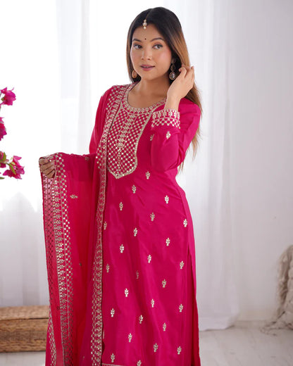 Himanshi Beautiful Pure Chinon Silk Fabric Kurta Set