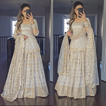 Vrinda Party Wear Look Top , Sharara Plazzo And Dupatta Set