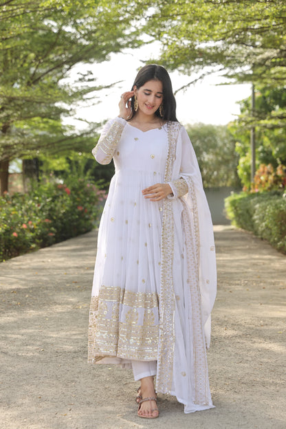 SOFIA WHITE COLOURED ANARKALI SUIT SET