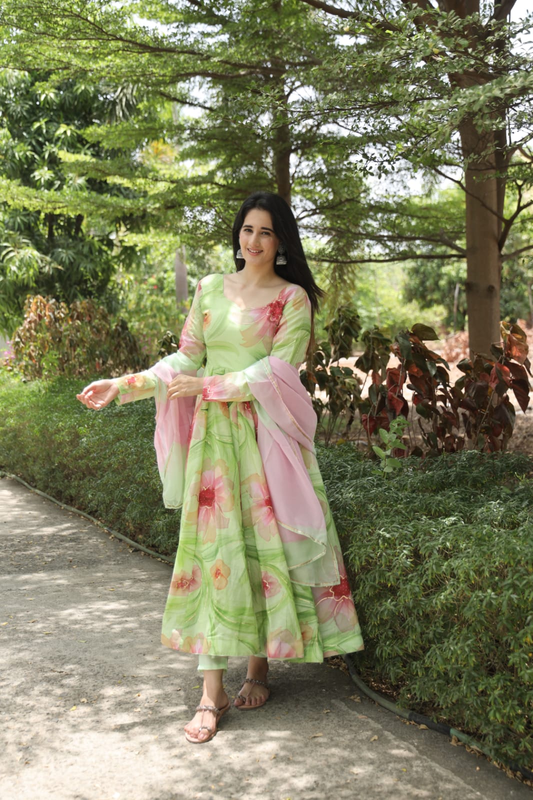 ZARINA MULTI PISTA COLOURED ANARKALI SUIT SET