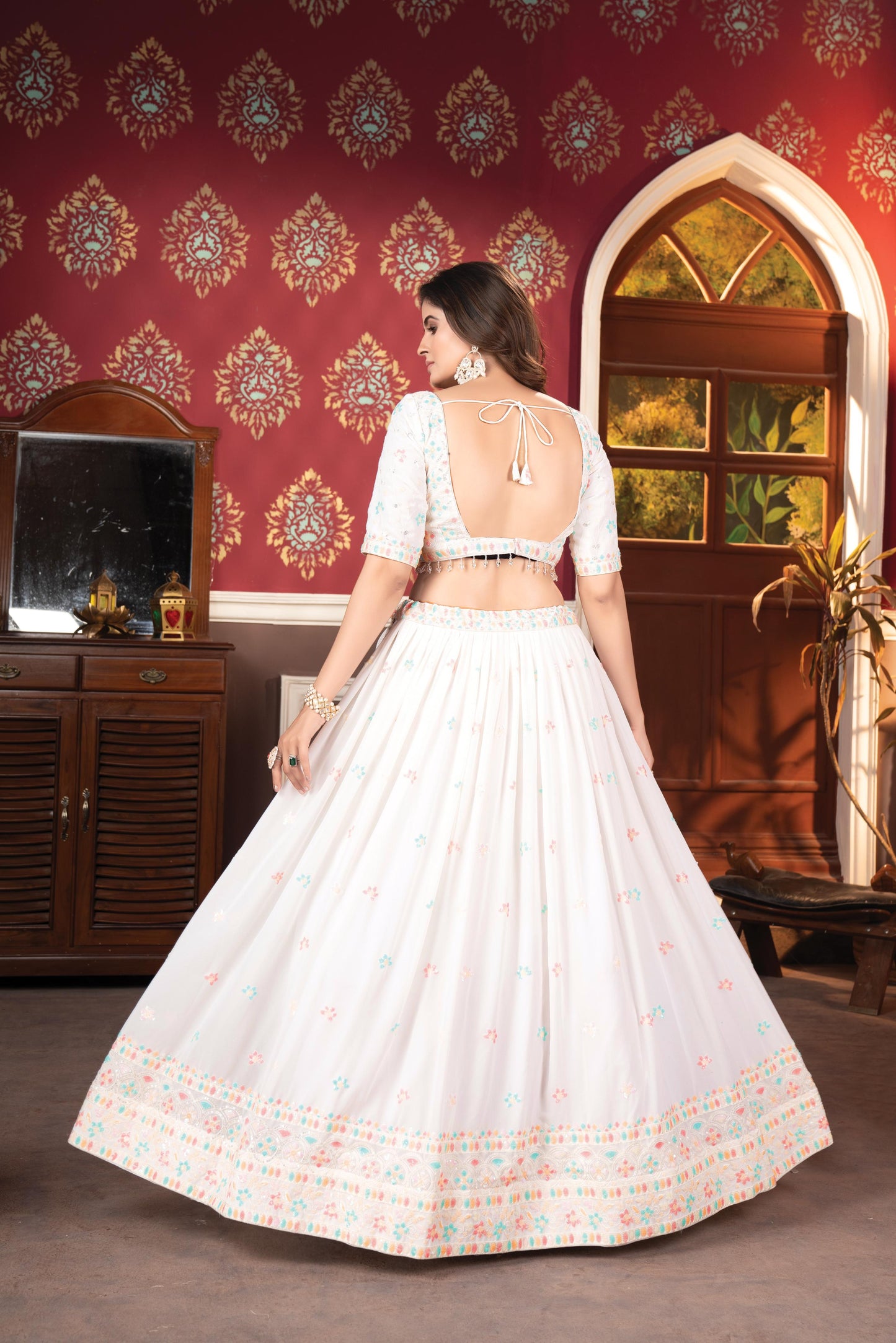 RUBY 6 SEQUINS HEAVY EMBROIDERED LEHENGA CHOLI