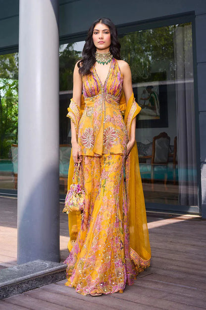 Farhana Hand Embroidered Halter Neck Sharara Set