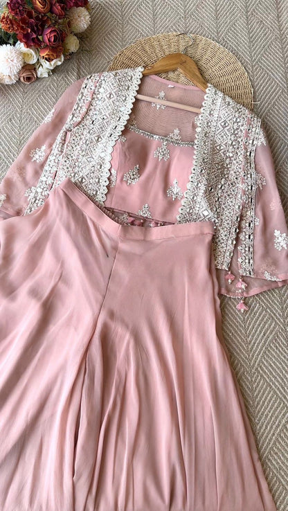 Roohani Real Mirror Work Party Wear Shruge Set