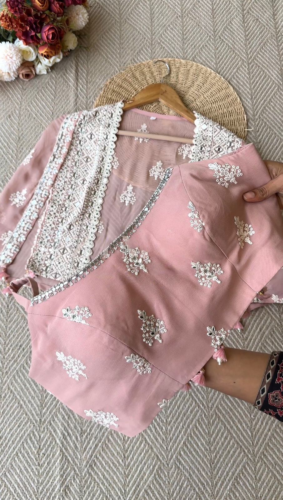 Roohani Real Mirror Work Party Wear Shruge Set