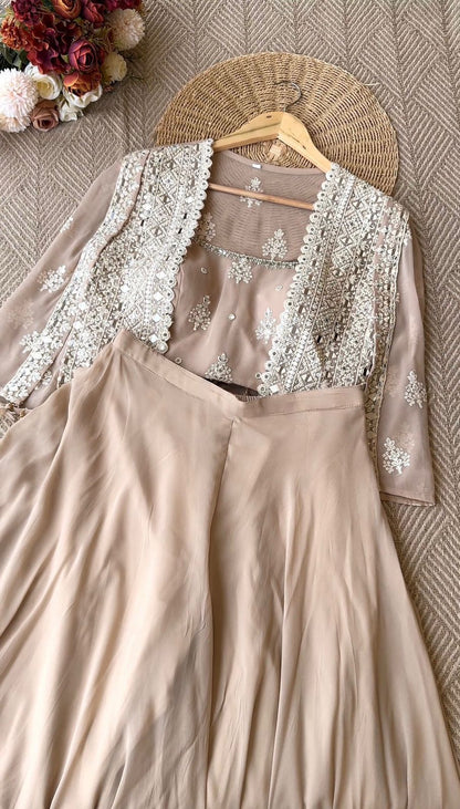 Roohani Real Mirror Work Party Wear Shruge Set