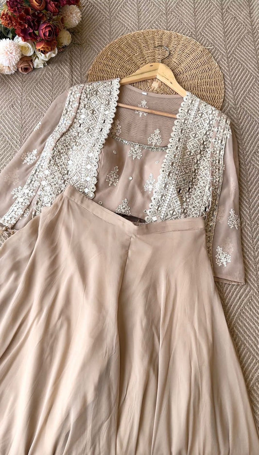 Roohani Real Mirror Work Party Wear Shruge Set