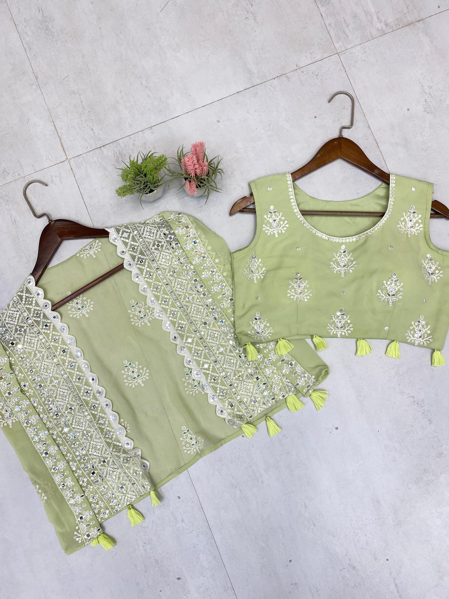 Roohani Real Mirror Work Party Wear Shruge Set